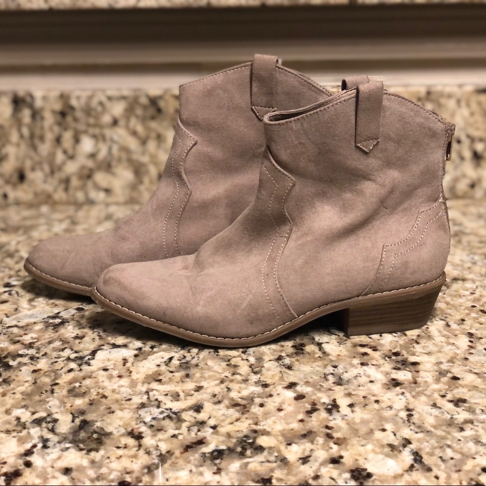 Faux-Suede Zip Up Booties